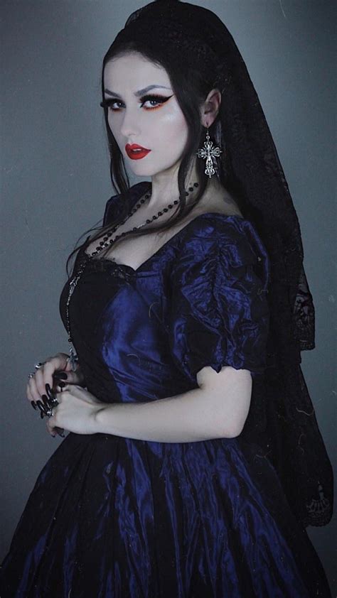 beautiful goth girl ♥ lovely blue gothic fashion dress hot sexy goth