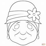 Lady Old Coloring Mask Pages Supercoloring sketch template