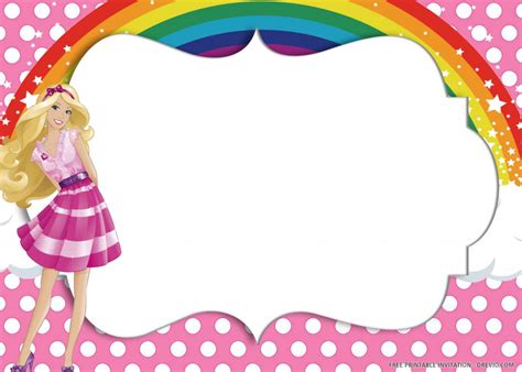 free printable pink rainbow birthday invitation