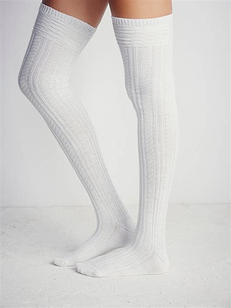 free people womens montana thigh high sock in white lyst