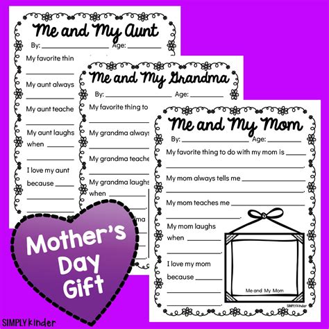 mothers day questionnaires simply kinder