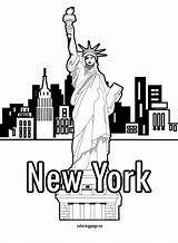 York Coloring Liberty Statue Pages Skyline City Printable Tigers Lions Getdrawings Getcolorings sketch template