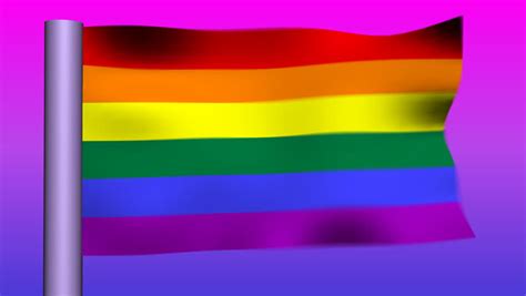 Waving Rainbow Flag With Lambda Triangle Stock Footage