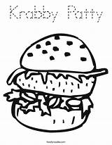Coloring Patty Krabby Burger Pages Hamburger Cheeseburger Print Double Noodle Template Twistynoodle Built California Usa Favorites Login Add Popular Twisty sketch template