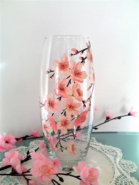 Sakura Glass Vase Hand Painted Vase Hand Painted Glass Hand Painted
