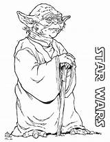 Yoda Coloring Pages Wars Star sketch template