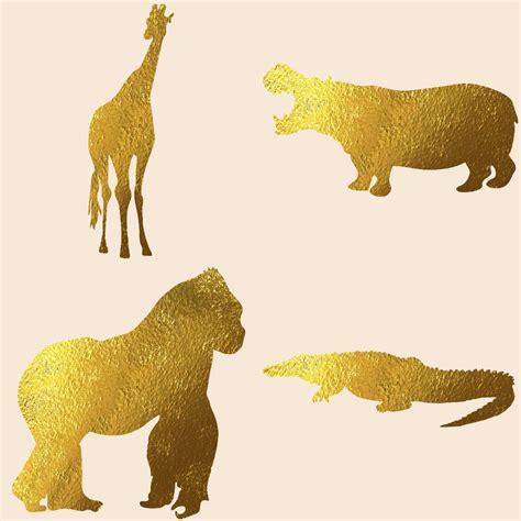 safari animals animals clip art gold foil clipart clipart etsy