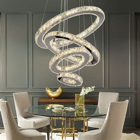datingday adjustable modern led chandeliers crystal pendant lamp  ceiling light ring modern