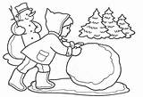 Snowball Coloring Pages Kids Getcolorings Winter Making sketch template