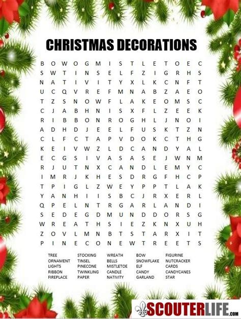 christmas word search scouterlife