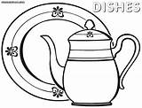 Dishes Coloring Pages Colorings Color Print sketch template