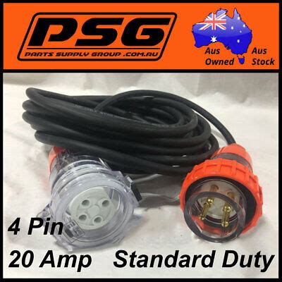 amp   pin standard extension lead  phase   rubber cable ph ebay