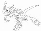 Digimon Flamedramon Lineart sketch template