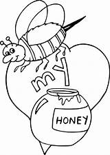 Honey Coloring Designlooter Bee Valentine Card sketch template