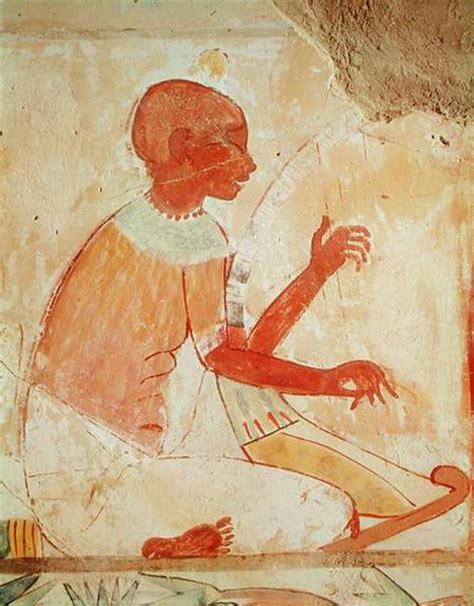 Blind Harpist Singing From The Tomb Of Egyptian As Art Print Or Hand