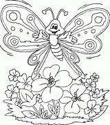 Coloring Flowers Butterfly Over Finished sketch template