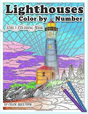 lighthouses color  number adult coloring book beautiful ocean views