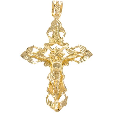 solid gold extra large hip hop cross crucifix necklace pendant gold inri crucifix pendant