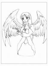 Manga Angel Coloring Anime Pages Adult Wings Mangas Drawing Color Beautiful Coloriage Ange Style sketch template