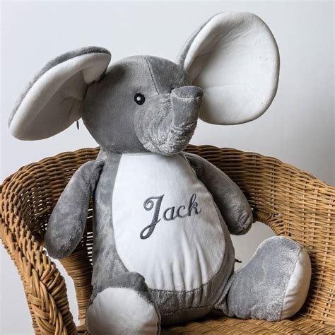 personalised soft toy elephant   labels notonthehighstreetcom