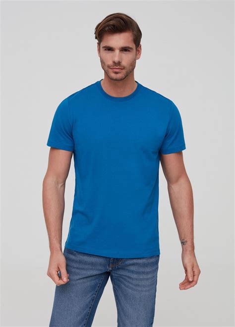 ovs 100 organic cotton t shirt electric blue mens t shirts