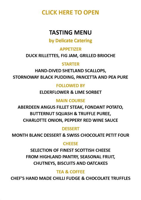 tasting menu delicate catering westhill inverness