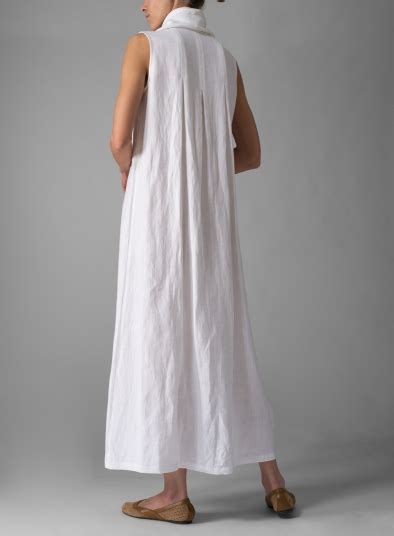 linen sleeveless cowl neck long dress