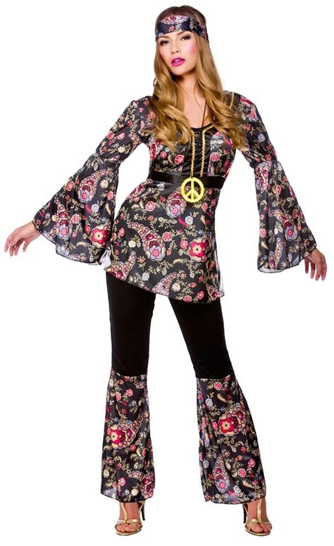 1960s Hippy Flares Top Ladies Fancy Dress 70s Womens Hippie Sixties