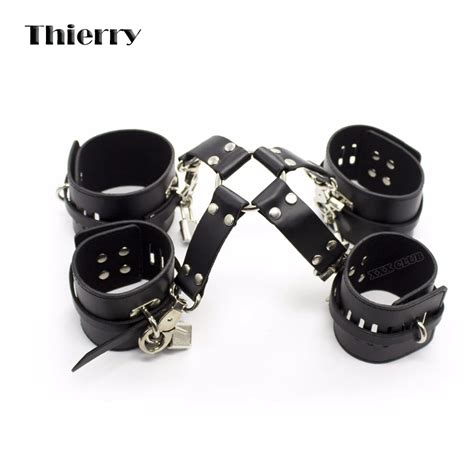 Thierry Pu Leather Cross Connect Wrist Cuffs And Ankle Cuffs Sex