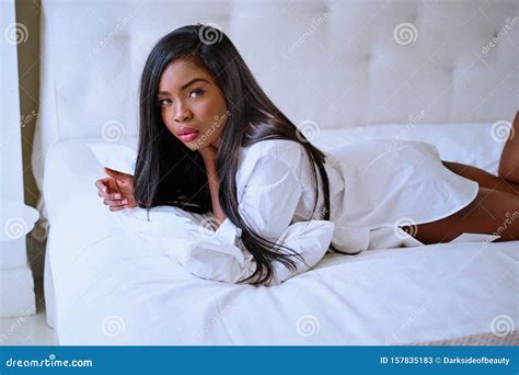 Afro Girl Lying On Bed Stock Image Image Of Pretty 157835183