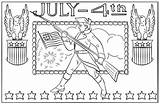 Coloring July 4th Independence Pages Postcard Vintage Printable Color Categories Supercoloring sketch template