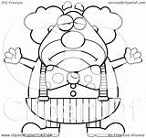 Clown Sad Cartoon Circus Clipart Chubby Thoman Cory Coloring Outlined Vector Royalty sketch template