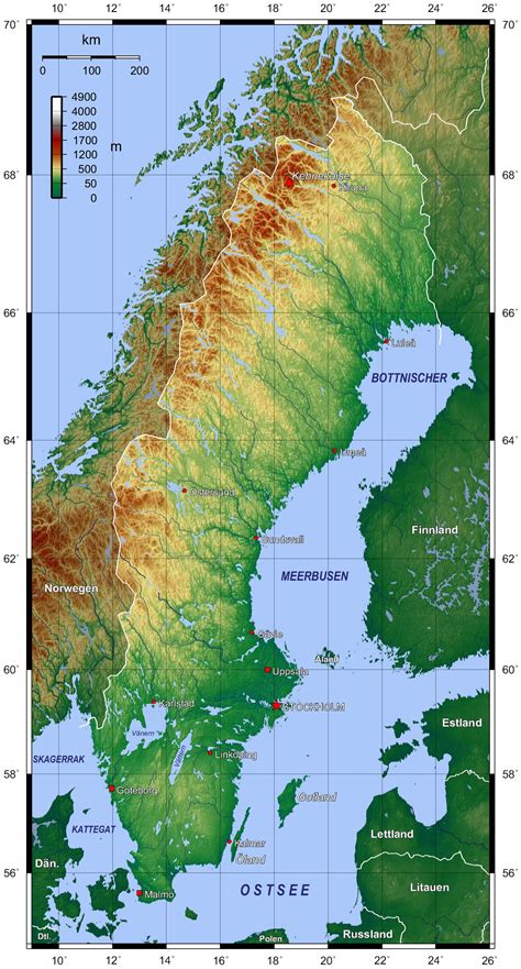 map of sweden topographic map online