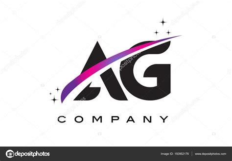 ag   black letter logo design  purple magenta swoosh stock