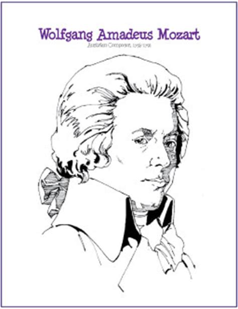 wolfgang amadeus mozart  famous composer coloring page