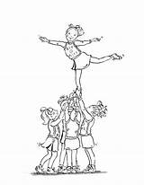 Coloring Cheerleading Pages Stunts Getcolorings sketch template