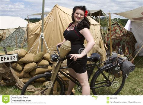 pinup riding bike stock image image of model woman 55116375