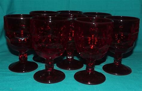 viking georgian ruby red water glasses goblets set of 8