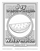 Coloring Spirit Fruit Joy Pages Fruits Kids Watermelon Spirits Sundayschoolzone Bible Popular Pdf sketch template