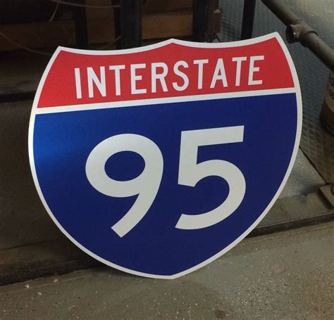 original interstate  sign  highway shield   stock metal road