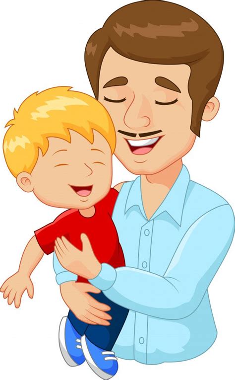 dibujos animados feliz familia padre  hijo vector premium papa