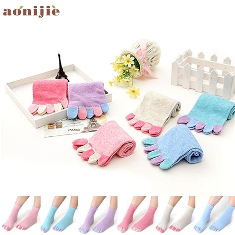 Buy Women Socks Cotton Girl Five Fingers Socks Massage