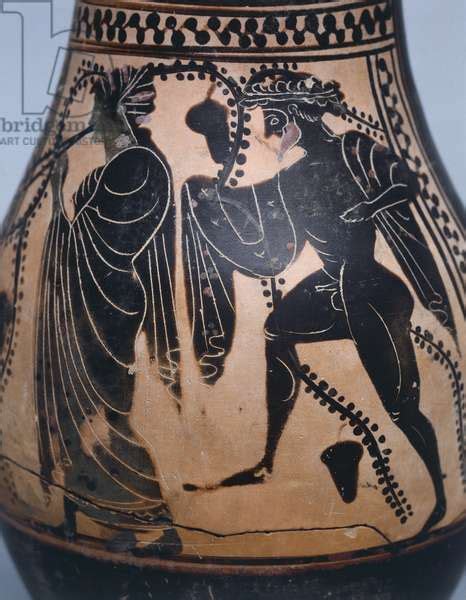 Attic Jar Depicting Orgy Or Dionysiac Scene Black Figure Pottery From