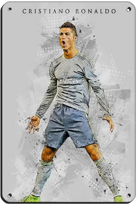 Poster Pemain Sepak Bola Cristiano Ronaldo 26 Poster Retro Tanda Timah