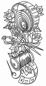 Tattoo Thimble Patrones Bordar Colorear Patchwork Prente Inkleur Tattoodaze Manualidades Paintingvalley Taller Diseños Mangas Mano Pins Outlook Honu sketch template