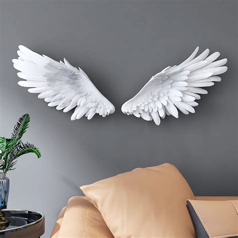 buy white angel wings art sculpture  wall art decor  pair  large