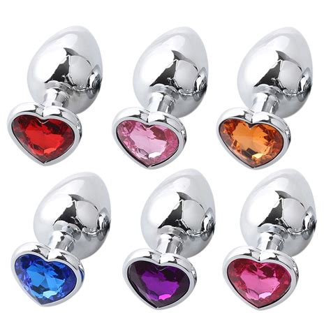 1pc Heart Shape Diamond Butt Anal Plug Metal Insert Jeweled Gem Stopper