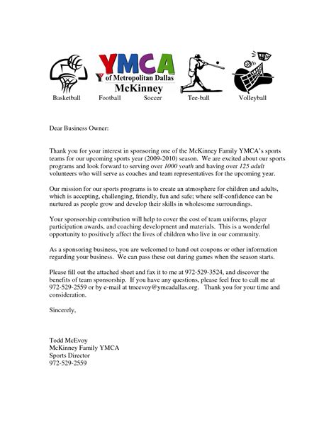 letters  sports teams youth sponsorship letter team template