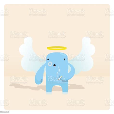 Cute Angel Character Smoking Cigarette Stock Illustration Download