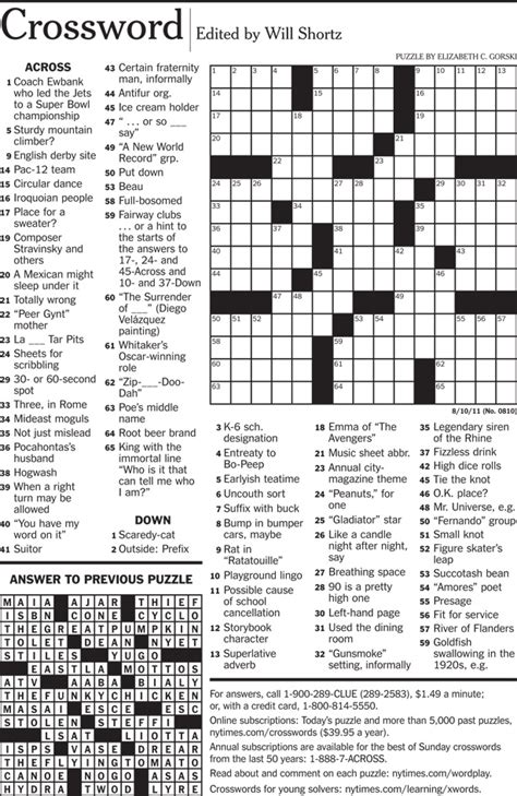 york times crossword puzzle